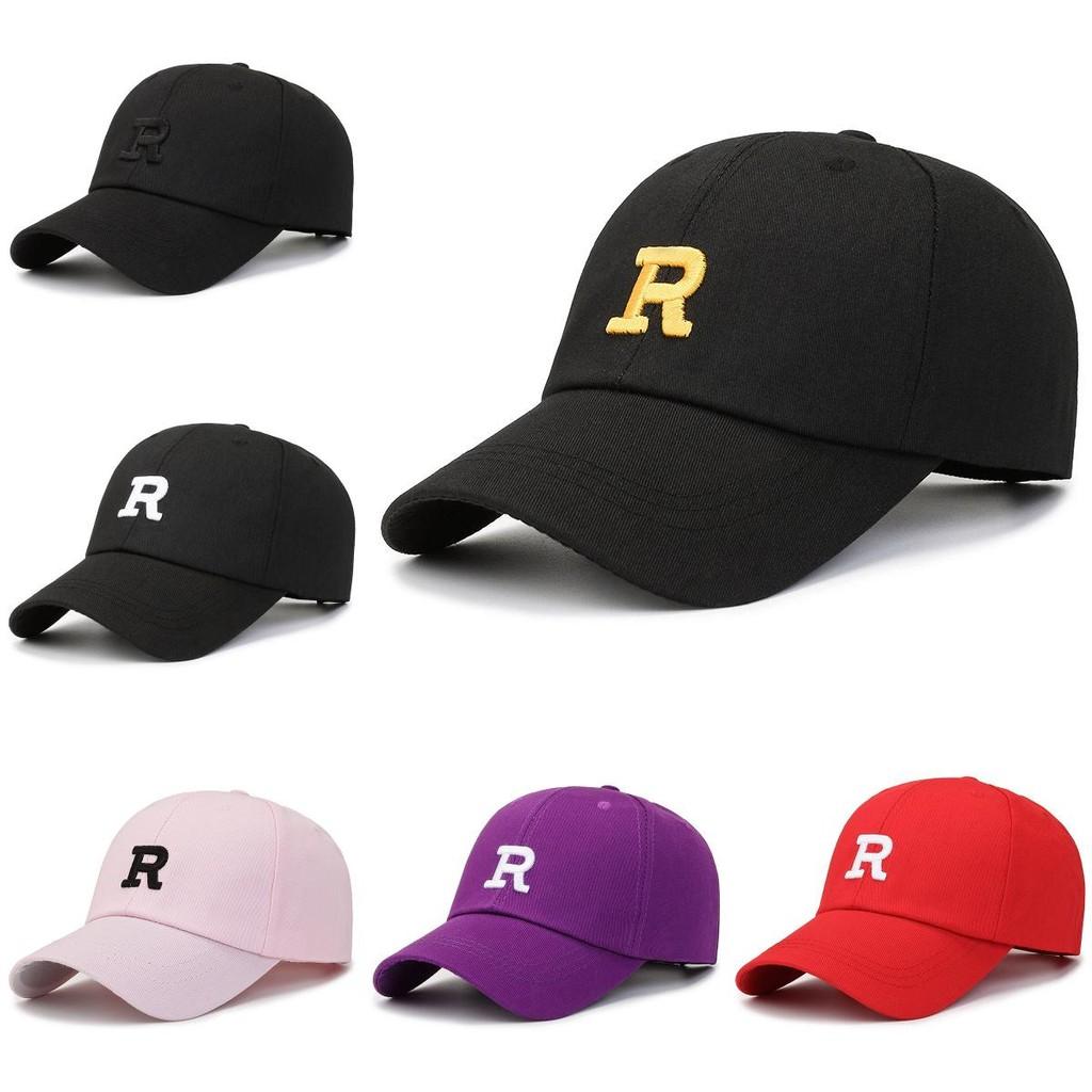 R Embroidery Letter Baseball Hat Outdoor Sun Protection Breathable Cap Peaked