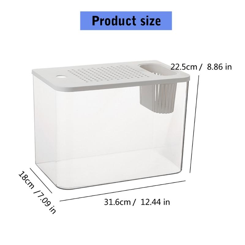 Clear Fishtanks With Safe Lid and Water Plant Holder For Gold Fish Home Desktop Decoration Aquariums Tanks