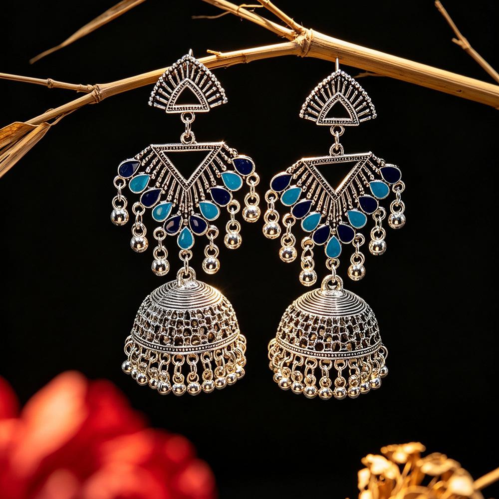 Indian Vintage Simple Bell Tassel Earrings for Women, Long Style Unique Court-style Elegant Wind Chime Ethnic Earrings