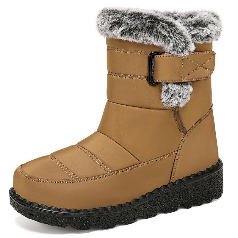 Snow boots women's winter    large-size women's boots polyurethane piled thickened cotton boots high-top thick-soled cotton shoes