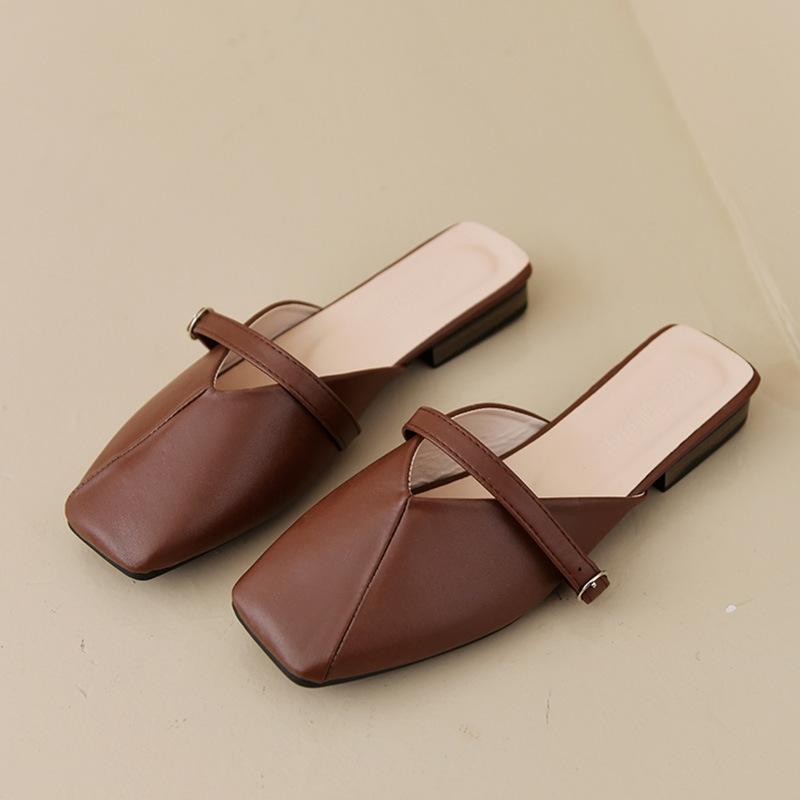 Baotou lazy half slippers women's outer wear summer new fashion low heel versatile flat bottom sandals