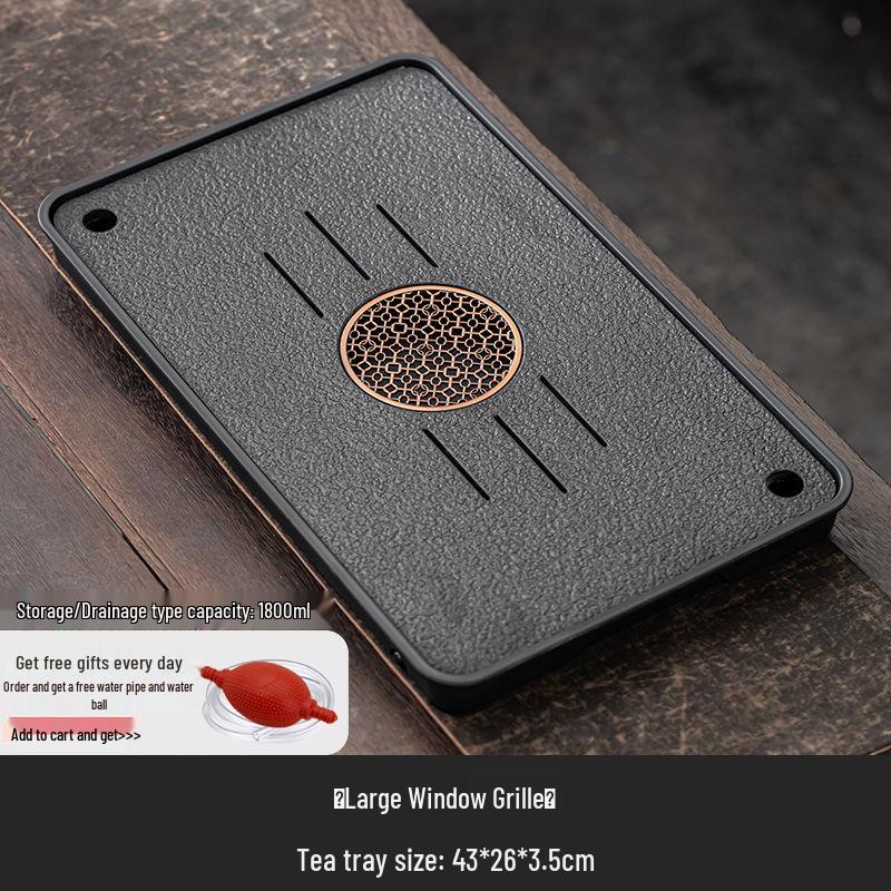 Modern Imitation Wujin Porcelain Tea Tray with Drainage for Dry Brew - Light Luxury Style Tea Table Set