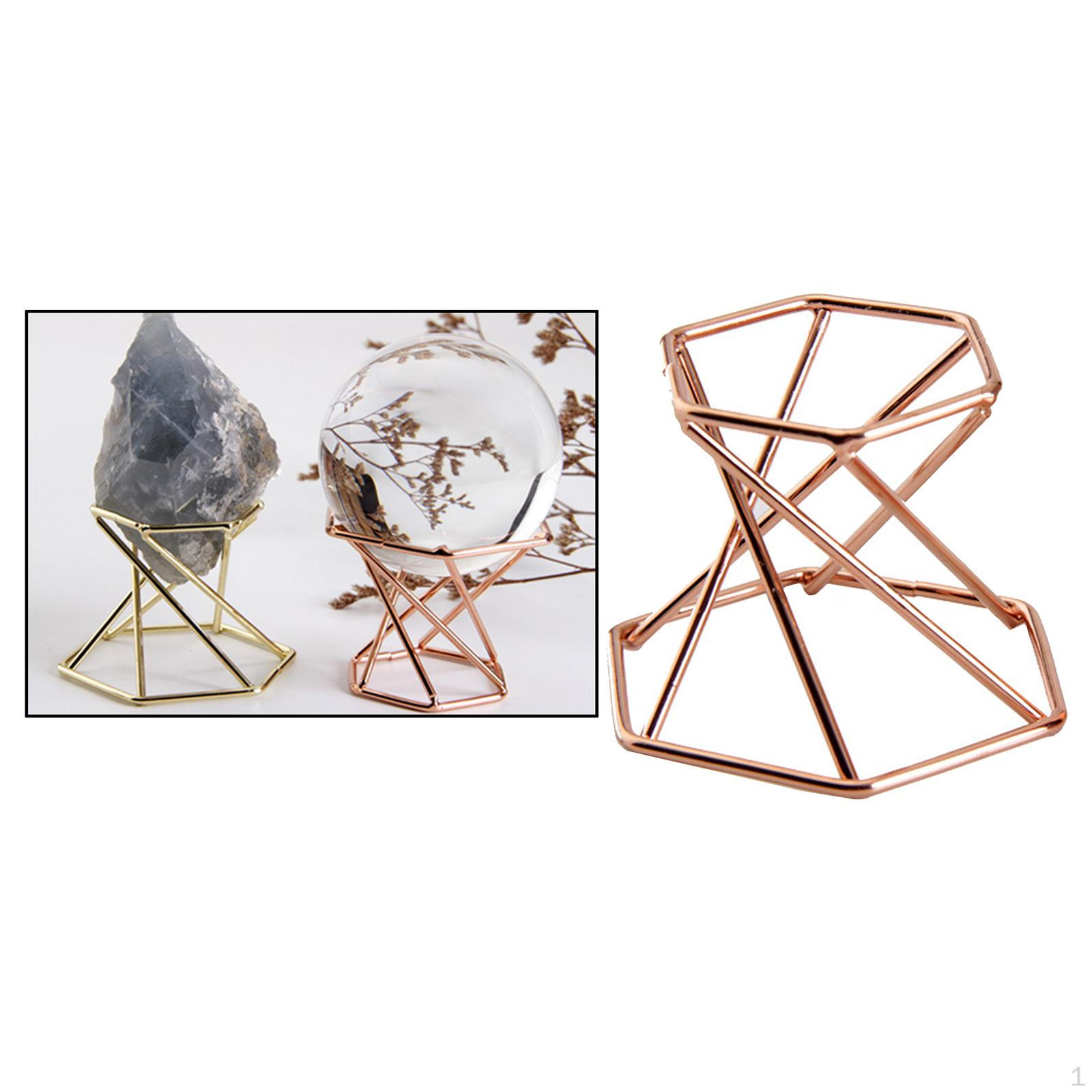 

Collectibles Crystal Display Stand Holder Rack for Stones Gemstone Geode Agate Amethyst Obsidian Hexagon Rose Golden
