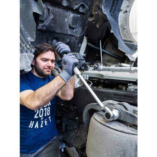 HAZET HiPer Telescopic Reversible Ratchet Torque Wrench Blue/Black/Gray with Ball Lock Continuously Extendable Super Long Version 12.5mm (1/2 inch) Sq