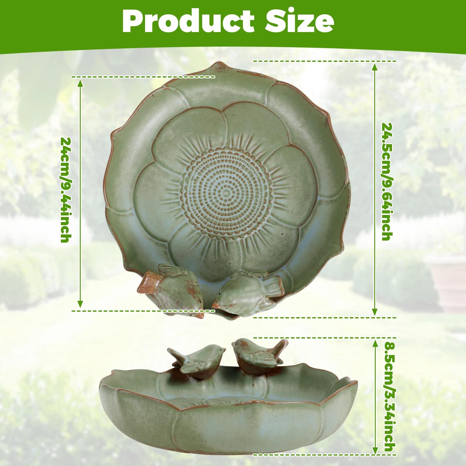 

Ceramic Bird Bath Vintage Ground Bird Feeder Garden Landscape Decoration Large Caliber Outdoor Bird Bath Spa Tub for Yards Lawn
