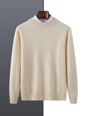 Men's Autumn Winter 100% Wool Half-High Collar Sweater - Fashion Casual Luxury Knitwear
