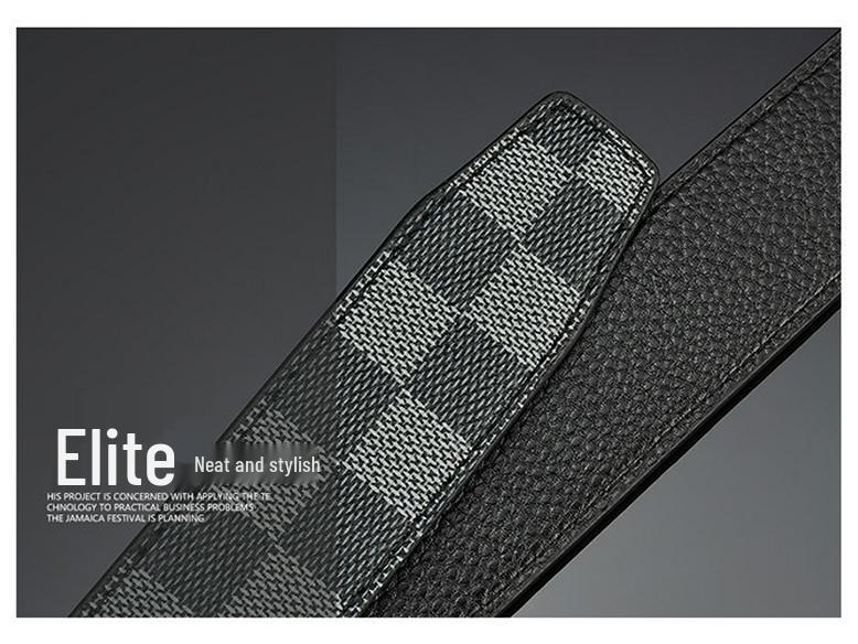 Men's Printed Graffiti Plaid Cowhide Belt with Automatic Buckle - XL Business Casual