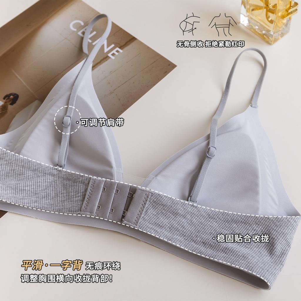 Thin shoulder straps French triangle cup bra new popular small breasts gather without steel rims comfortable underwear women