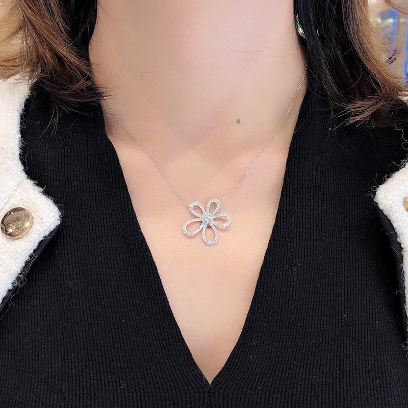 Luxury Jewelry Set for Women Flower Zircon Ring Earring Necklace Set Wedding Bride Jewelry Set  Women Zircon Necklace