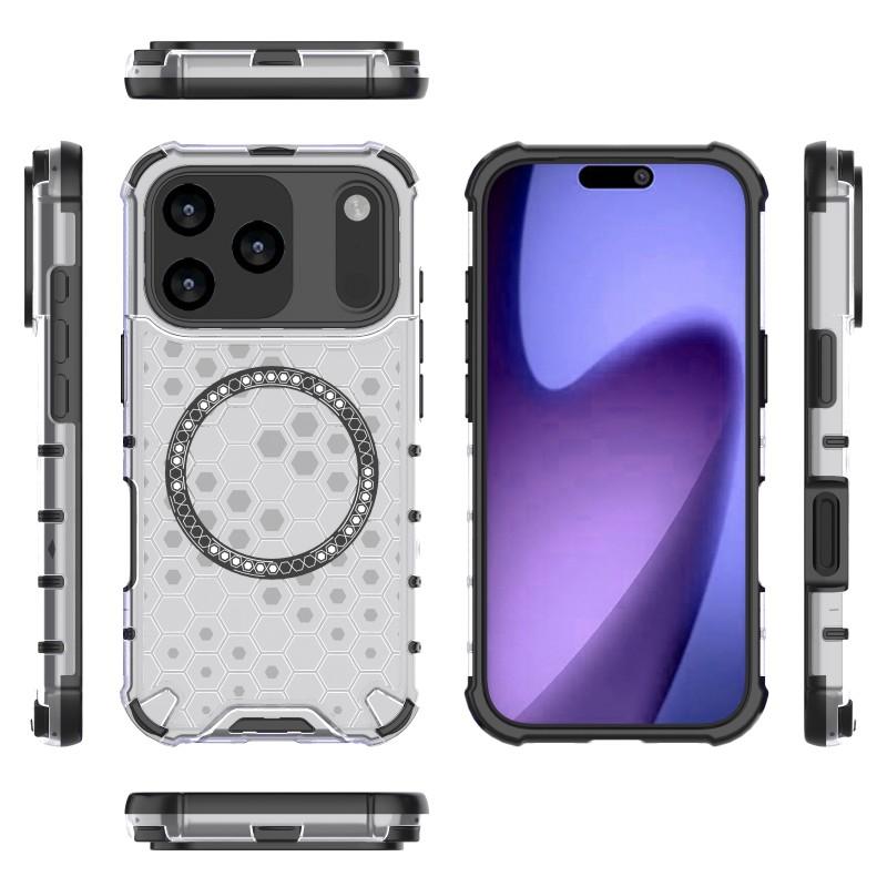 For iPhone 17 Pro Max Case Compatible with MagSafe WANLONFENG FC Series TPU+PC Phone Cover with Tempered Glass