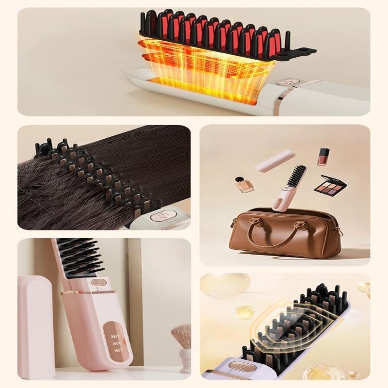 Straightening Comb Fast Heating Ionic Conditioning Technology Adjustable Temperature Hair Styling Comb Ergonomic Handle