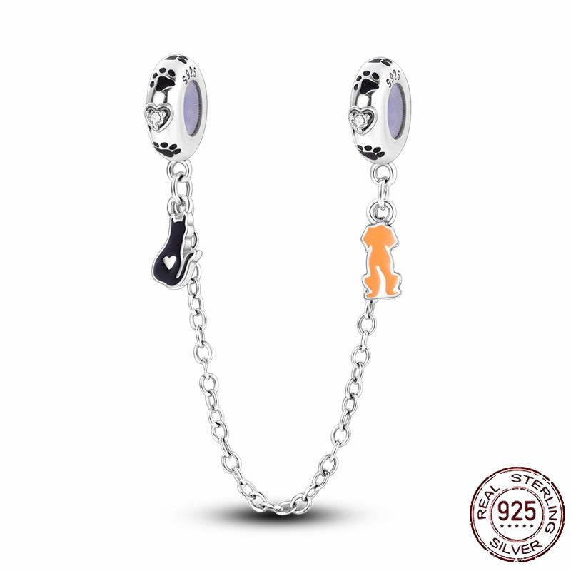 Stříbrný Křišťálový Pavé Bezpečnostní Řetízek Pevný Klip Pramen Přívěsek Vhodný pro Ženy Náramek Stříbrné Šperky Párty Narozeninový Dárek