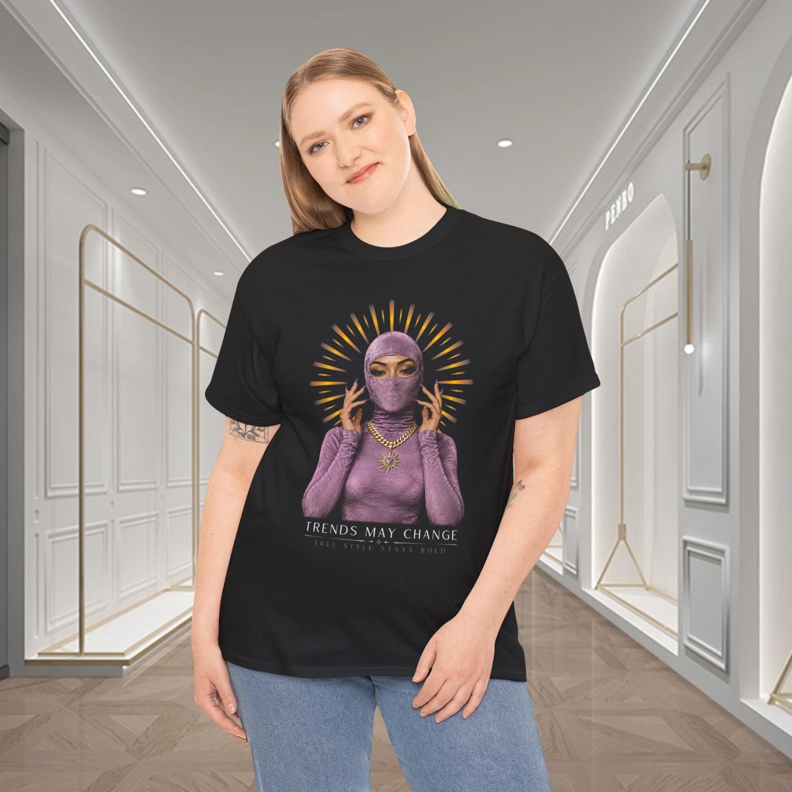Trends May Change Fashion Masked Woman Streetwear Graphic T-Shirt 2XL