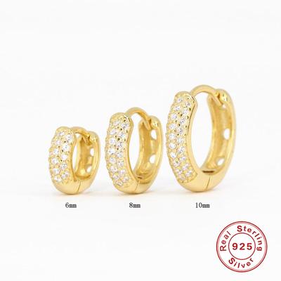 CANNER 925 Silver Circle Hoop Earrings 6mm/8mm/10mm Fashion Luxury Multi-row Classic Versatile Zircon Earrings Jewelry