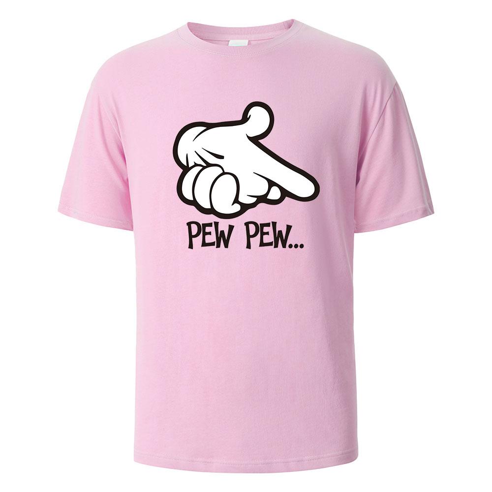 Pew Pew Print TShirt 100 Cotton Summer Tees For Men Women Oversize Casual Tops