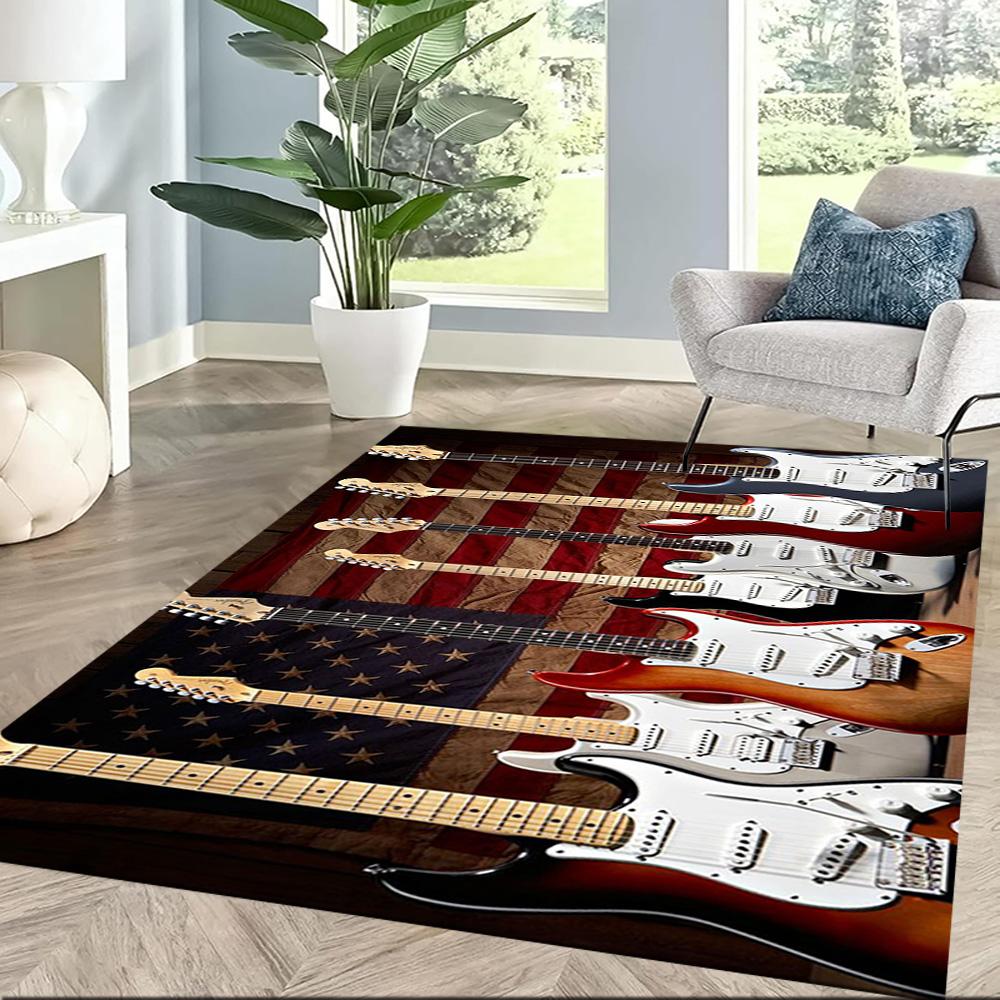 Guitar Art Abstract Floor Mats for Living Room, Bedroom and Room Decoration Are Suitable for Gifts.