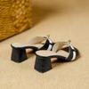 Summer Soft-soled H Slippers Beach Mid-heeled Sandals Small Gold Buckle Open-toe Slippers Women's Casual One-word Drag