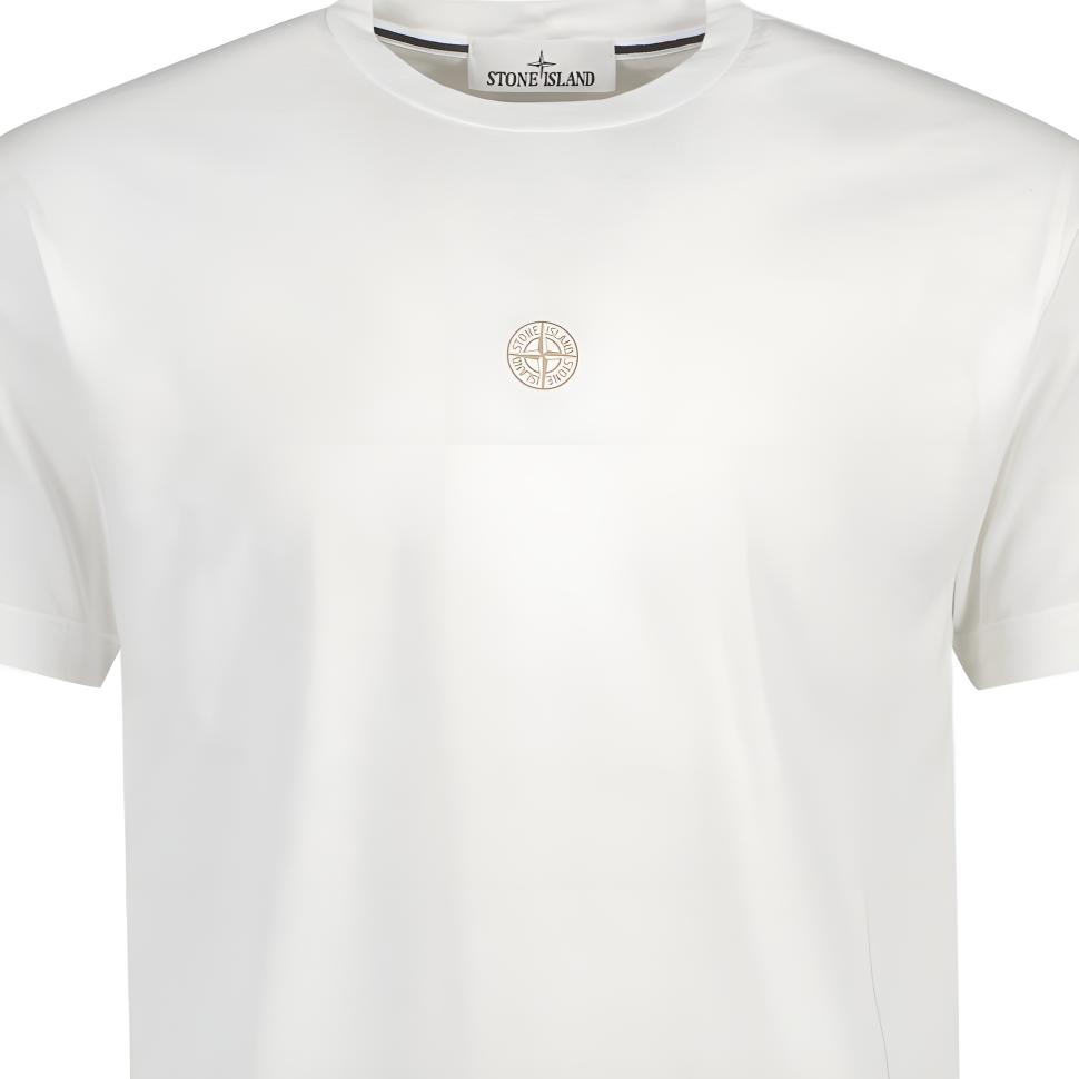 STONE ISLAND Ss23 Rückseite Buchstabendruck Rundhalsausschnitt Kurzarm Normales T-Shirt Herren Oberteile Weiß 78152NS87-V0001