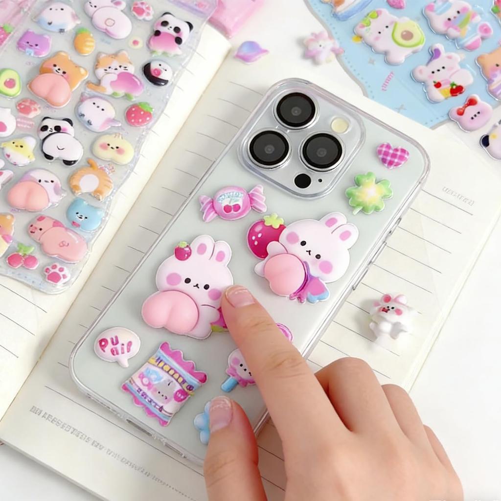 Cute 3D Squishy Butt Stickers for Decorating Smartphone Pop Planner Reward Sparkly Decorative Stickers for Kids and DIY Decorate Water Smartphone and