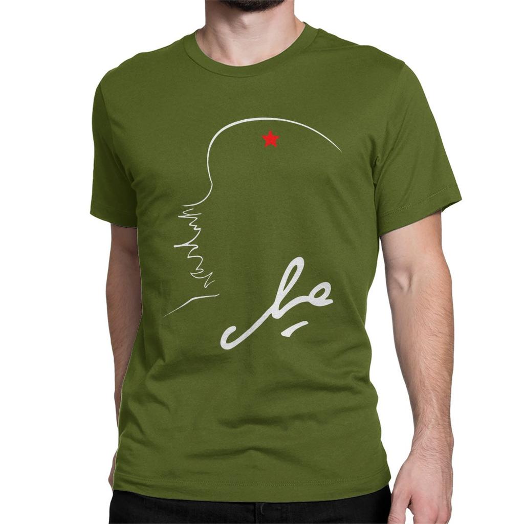 Che Guevara Signature Guerrilla Icon Revolution T-Shirts Men Fun 100% Cotton Tees Crew Neck Short Sleeve T Shirt Clothing