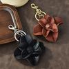 Simple Leather Flower Keychain Pendant  Camellia Keychain Pendant Portable Anti-Loss Key Ring Bag Decoration Gifts