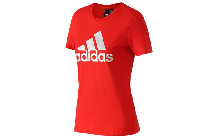

Adidas T Shirts Women s Red Crew Neck Moderate Cinched Waist DW5722 S