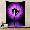 Silhouette of a dancing figure with colorful radial dot patterns. Patterned tapestry for bedroom and living room home decor