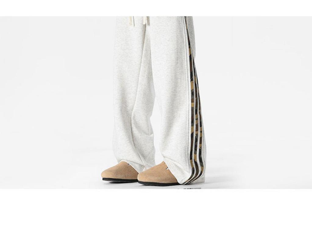 Unisex American Side Stripe Sweatpants: Loose, Straight-Leg Casual Pants for Autumn/Winter, High Street Style.