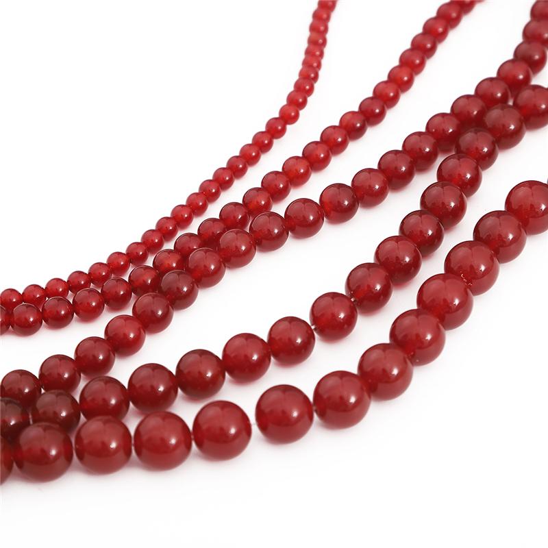 4-14mm/28-90Pcs Red Agate Stone Beads For Jewelry Making DIY Bracelet Necklace