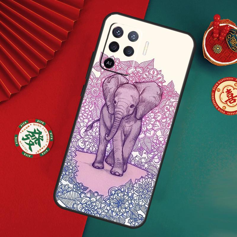 Cute Elephant Cartoon Case For Oppo A80 A40 A60 A6 A5 Pro A15 A16 A17 A57 A94 A74 A54 A76 A96 A18 A38 A58 A78 A98