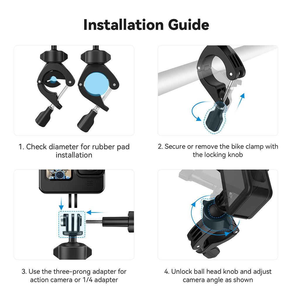 Camera Clamp Mount with 1/4 Screw Super Clamp 360 Degree Ballhead Boat Vehicle Tree Tube Extension for GoPro Action 4