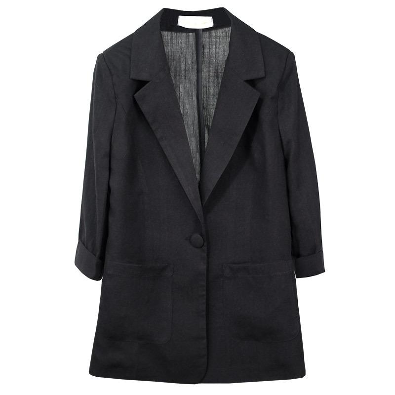 Seven-quarter-sleeved Blazer for Women, Thin Slim-fitting One-button Informal Suit Coat