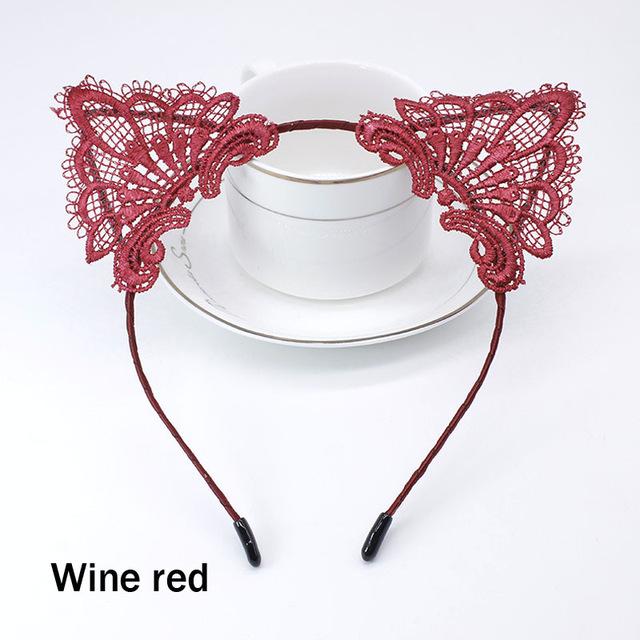 Lace Cat Ears Headband Kitten Cosplay  Accessories Pet Play