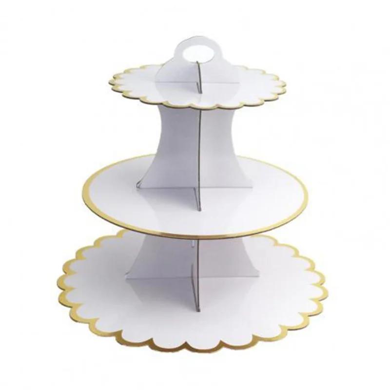 3-Layer Disposable Round Birthday Cupcake Dessert DIY Paper Craft Stand Dessert Display Rack Wedding Party Supplies Cake Tools