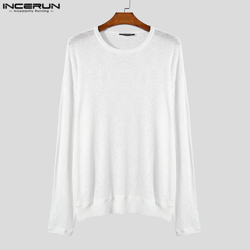 INCERUN Men Autumn Long Sleeve Thin Knitted Pullover Tops Undershirts