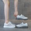 Color Matching Mesh White Shoes Women's Summer Breathable Leather Thick-soled Lace-up Casual Single Shoes Muffin Baseplate Shoes