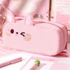 Animal Themed Pencil Pouches Large Capacity Canvas Pencil Case with Portable Lanyard For Kid Adult School Office Travel