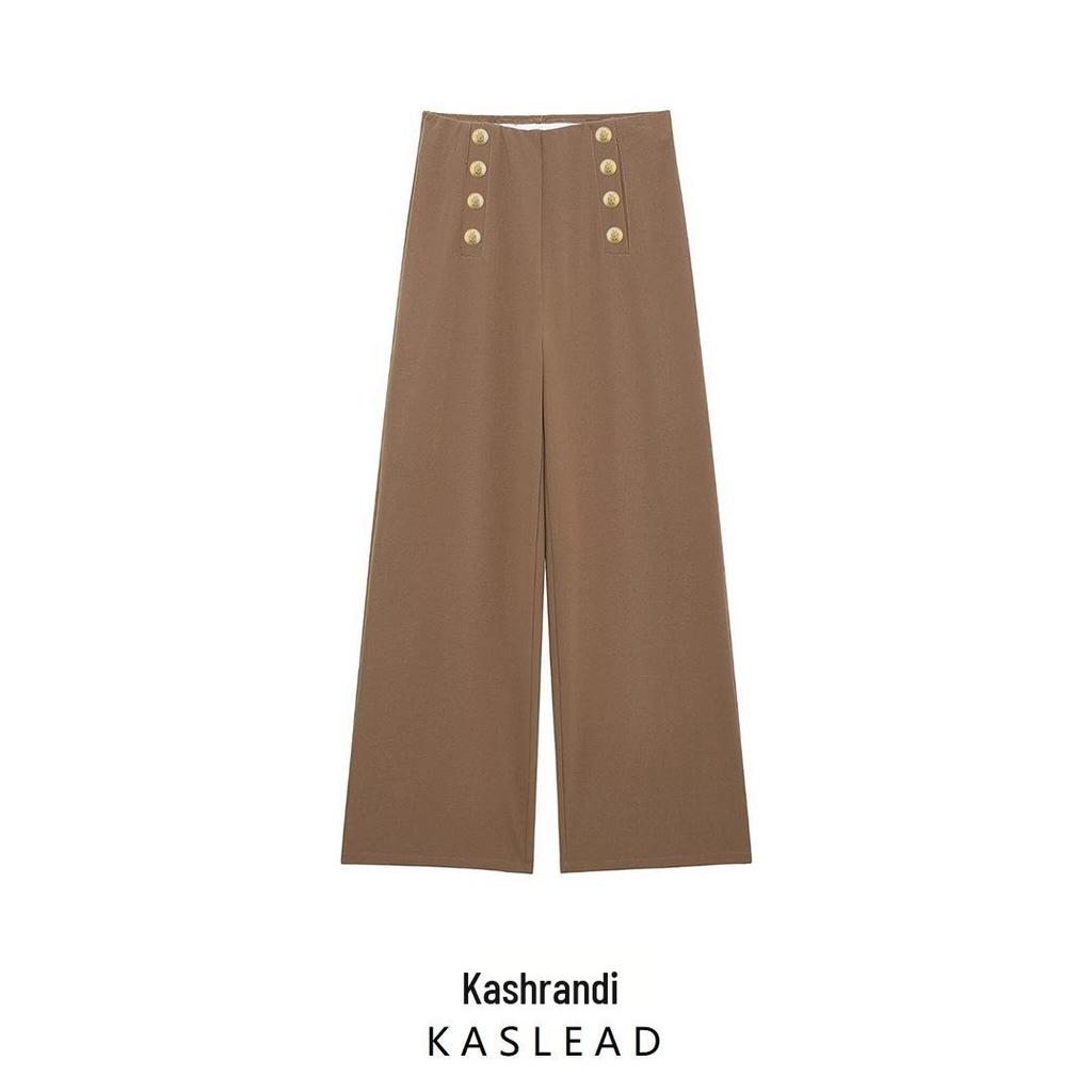 2025 Spring Women's European & American Style Fashion Casual Button-Front Long Pants