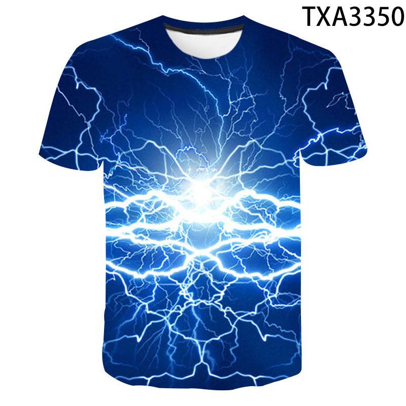 

Fashion Summer Thunderbolt T Shirt Men Women Children Lightning Flash 3D Print T-shirt Boy Girl Kids Short Slevee Tops Cool Tee 4XL