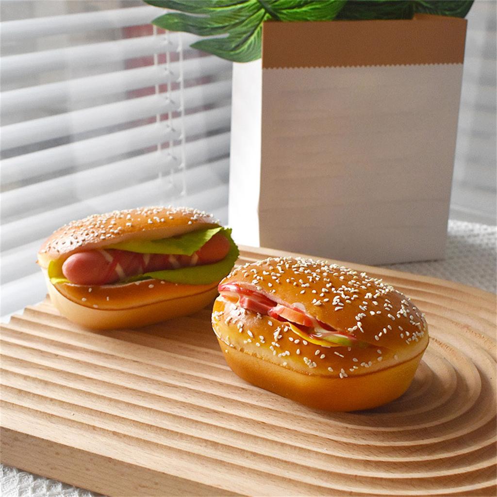 Imitation Hamburger Bread Models Artificial Food Bread Model PU Texture Perfect for Home Decor and Party Displaying