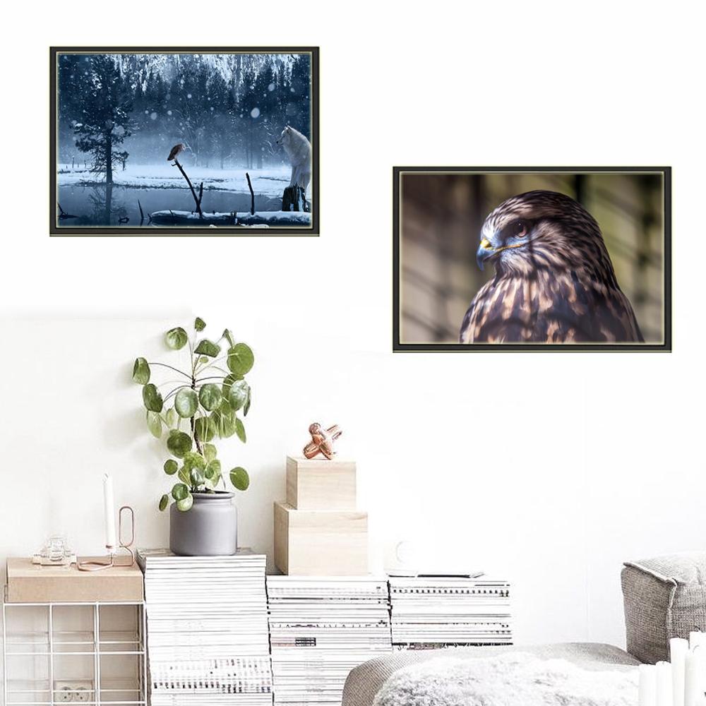 Tierölgemälde Eule im Schnee Landschaft Kunst Leinwand Malerei Geschenk Malerei Wohnzimmer Flur Dekoration Wandbild Kein Rahmen