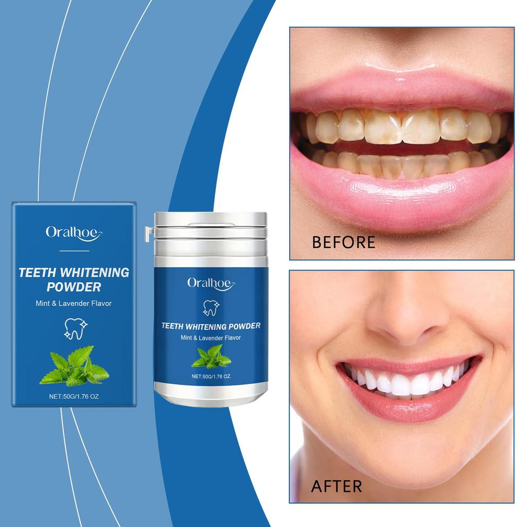 50g Zahnreinigungspulver Frischer Atem Sanfte Reinigung Zahnverfärbungen Verfärbungen Langanhaltender Glanz Zahnpflege