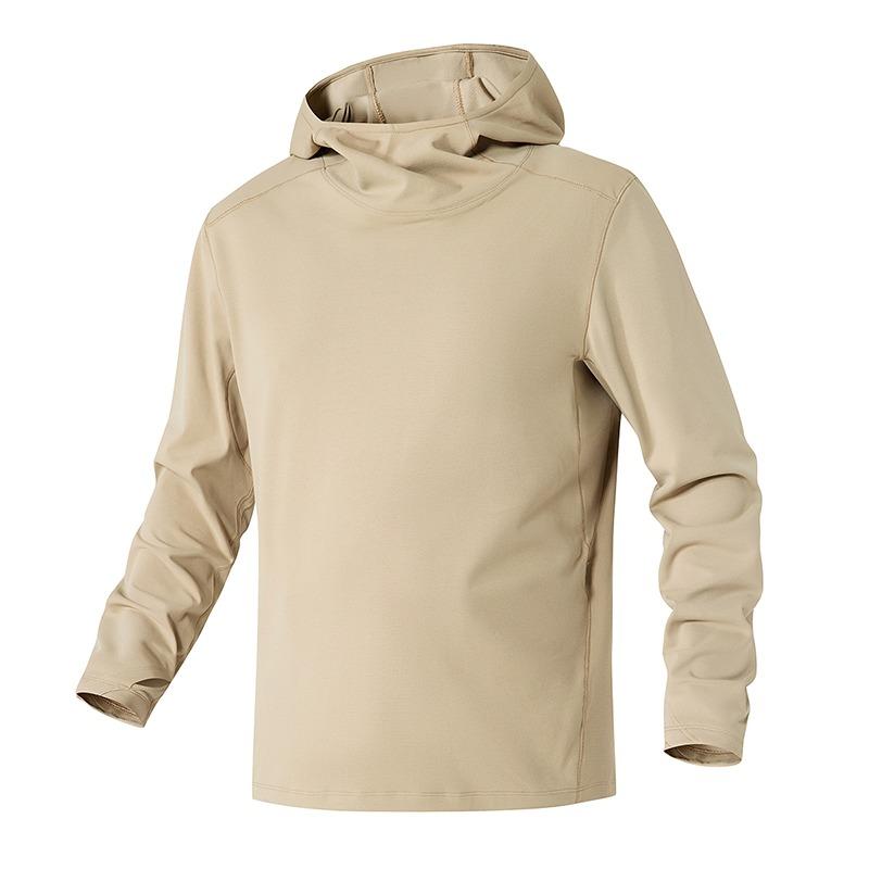 

Autumn and Winter Men s Outdoor Sports Hooded Sweatshirt Fashionable Solid Color Long-sleeved Casual Top L хаки