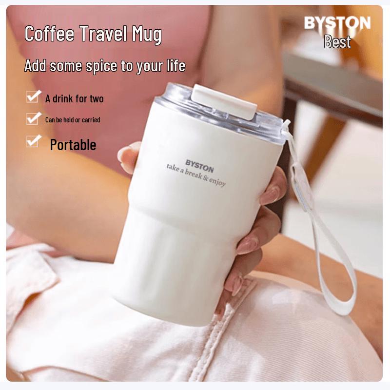 Boside Dual-Drink Insulated Coffee Cup, 400ML Stainless Steel