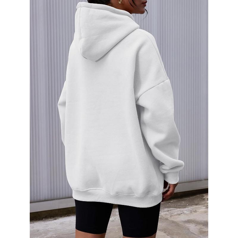 Women's Fashion Casual Solid Color Print Long Sleeve Hooded Hoodies & Sweatshirts