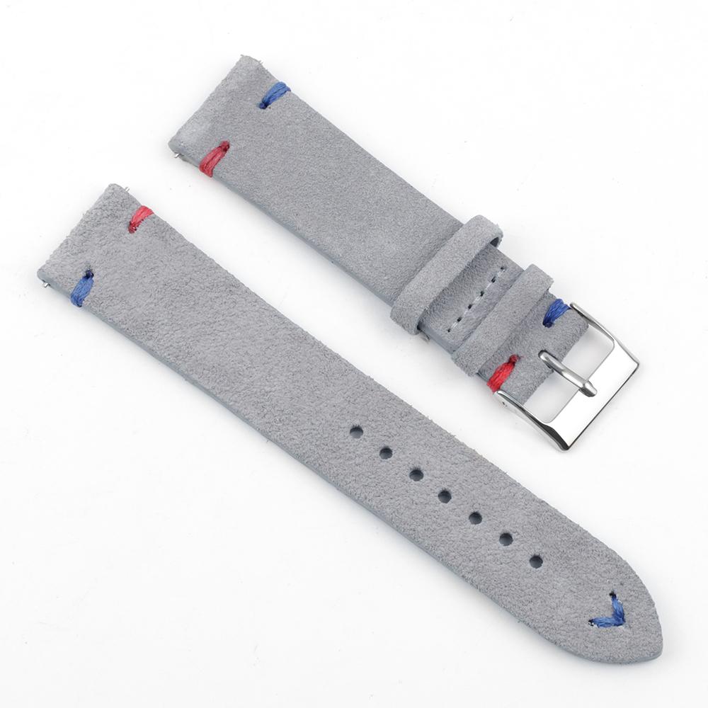 

Suede Leather Watch Strap 18mm 20mm 22mm 24mm Hand Stitched Gray Calfskin Watch Bands for Men Women Quick Release Watch Bracelet 24mm