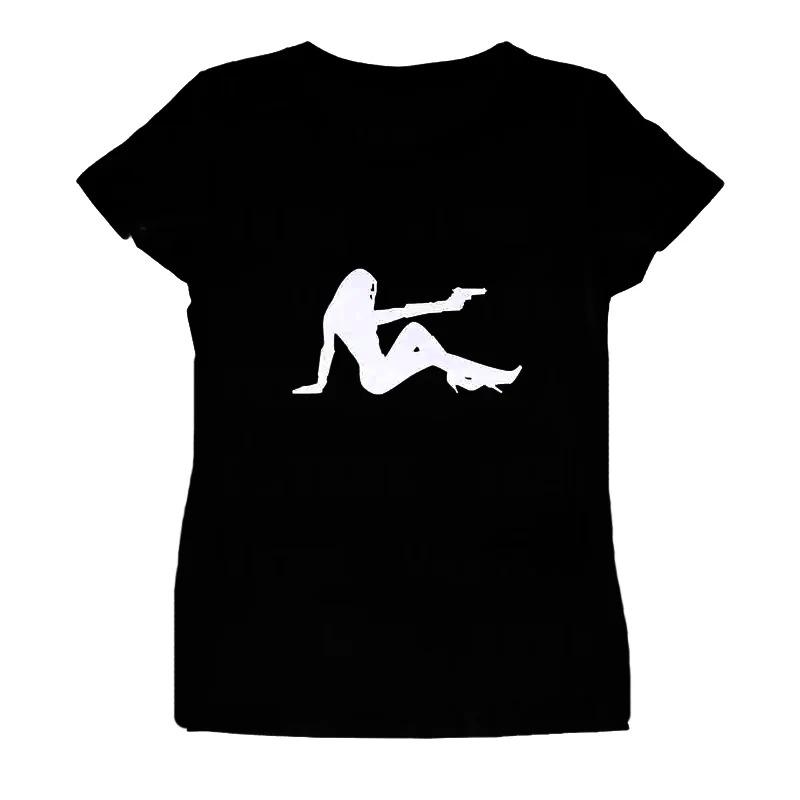 Harajuku Punk Goth Y2k Aesthetic Sexy Girl Print Crew Neck Tshirt Slim Casual Streetwear Short Sleeve Daily Adult Tops