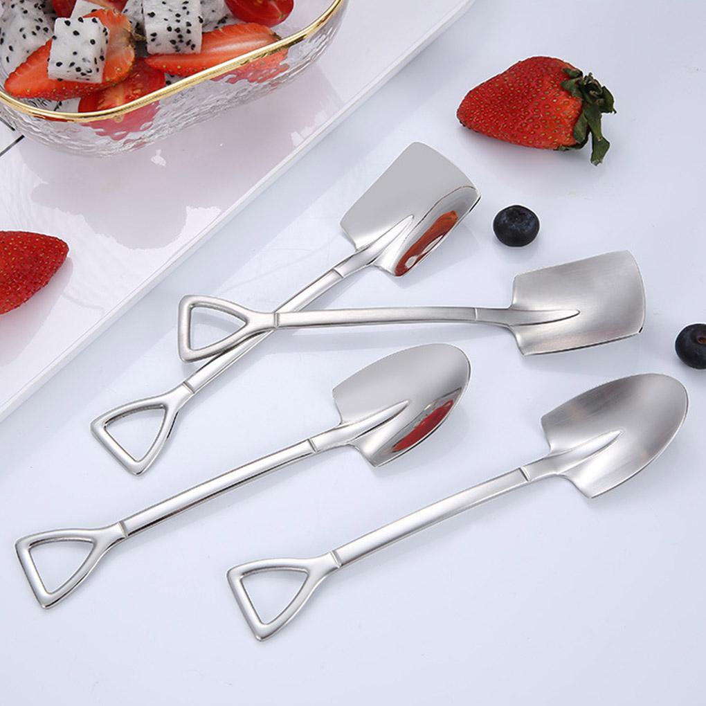 Dessert Spoon Spade Head Design Stainless Steel Ice Cream Fruit Dessert