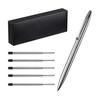 Ballpoint Pen, Sign Pen, Stainless Steel CT, 0.5mm Medium Point, Oil-Based, Rotary Core, Gift Boxed, Business Signature, Rotating Tip, 5 Extra Tips