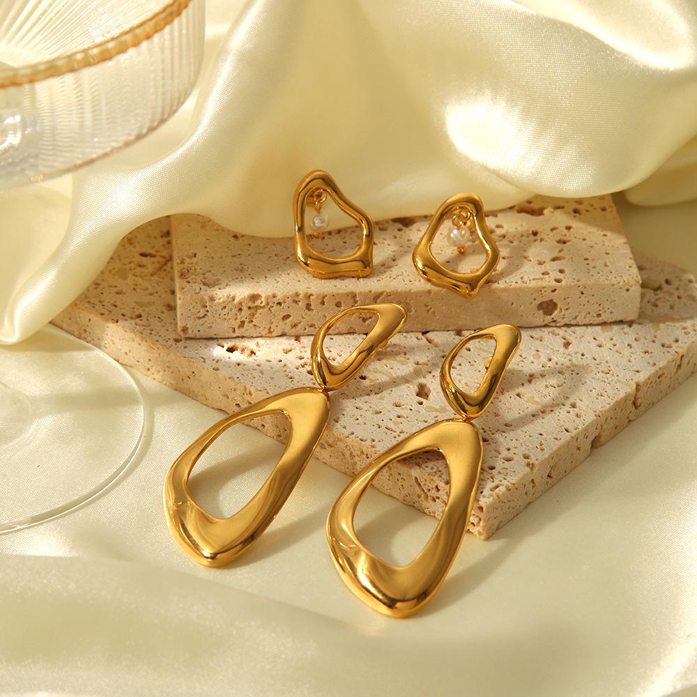 

French Geometric Triangle Stud Earrings - Luxurious Stainless Steel Dangles